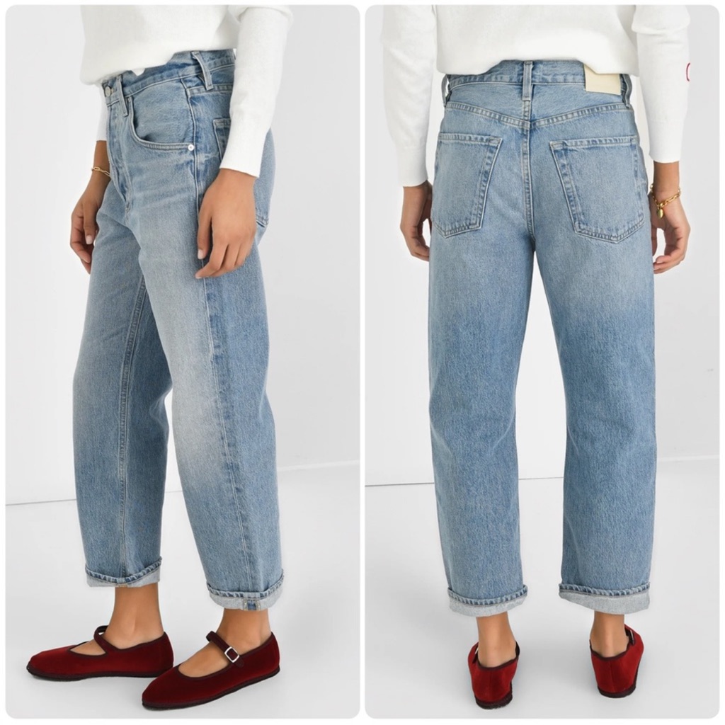 Citizens Of Humanity Dahlia Bow Leg Baby Roll Jeans Ribbon Blue Size 26